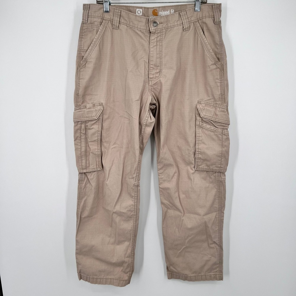 Carhartt Force Mens 36x30‎ Relaxed Fit Ripstop Cargo Pants Tan Workwear 101148